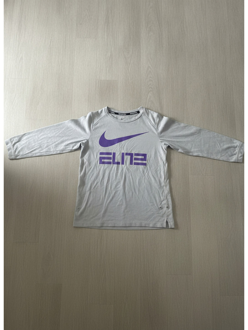 Nike Elite Youth Long Sleeve Shirt Gray Purple Size M Dri-Fit Athletic - Picture 1 of 2